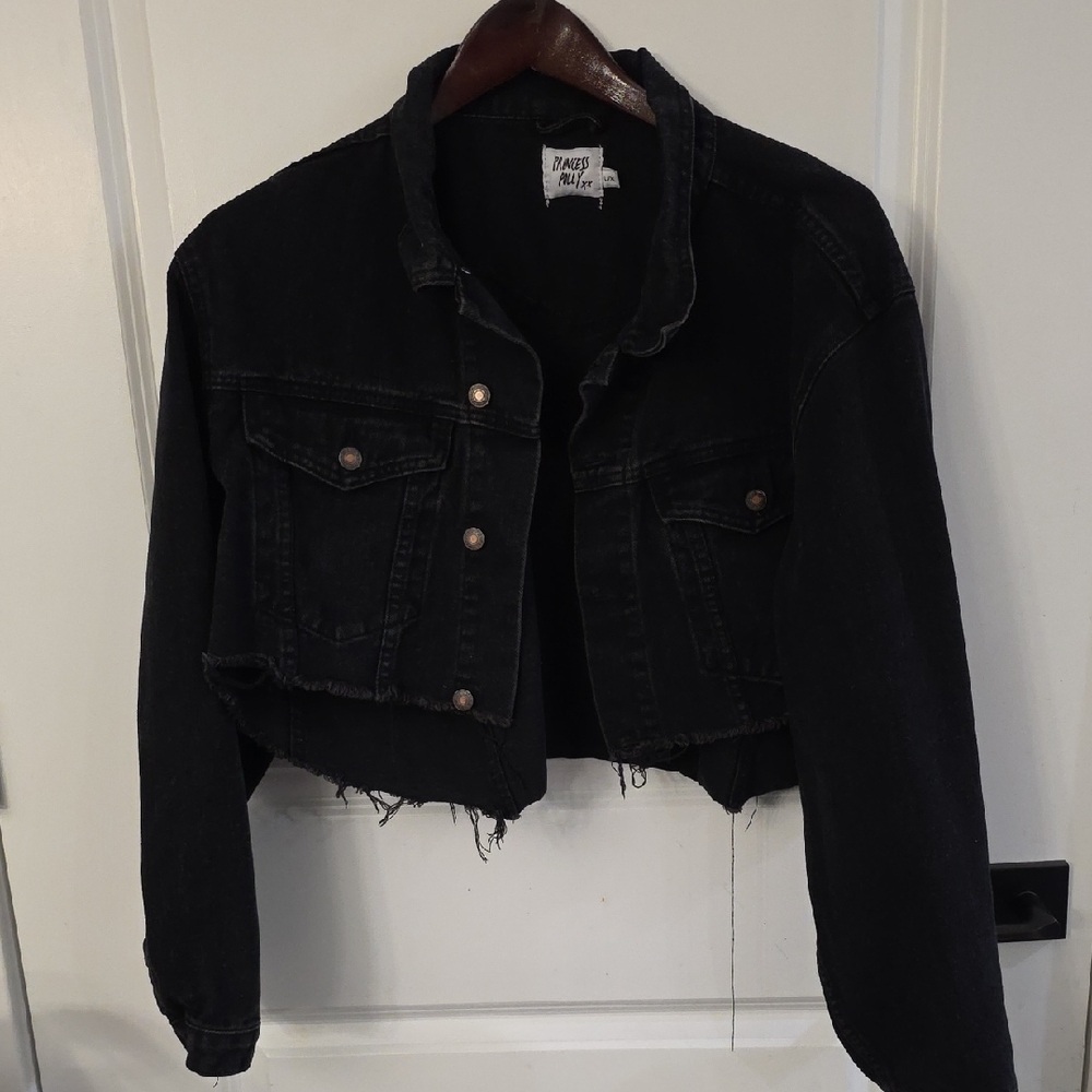 Princess Polly Black Naturally Distressed Denim Jacket
